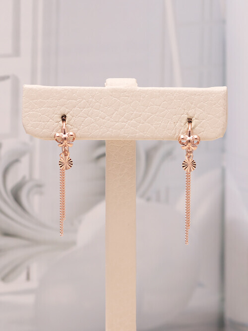 14K 18K 샤렐 두줄 리본 드롭 귀걸이