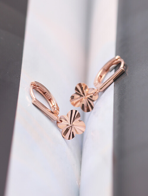 14K 18K 오드브 심플스틱 컷팅클로버 귀걸이