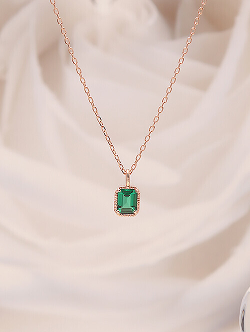 14K 18K 엘무아 엔틱 에메랄드 목걸이