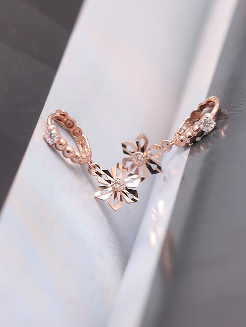 14K 18K 아빌리나 눈꽃플라워 컷팅 귀걸이