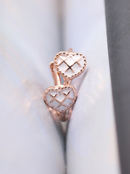 14K 18K 하트 크림와플 화이트에폭시 귀걸이