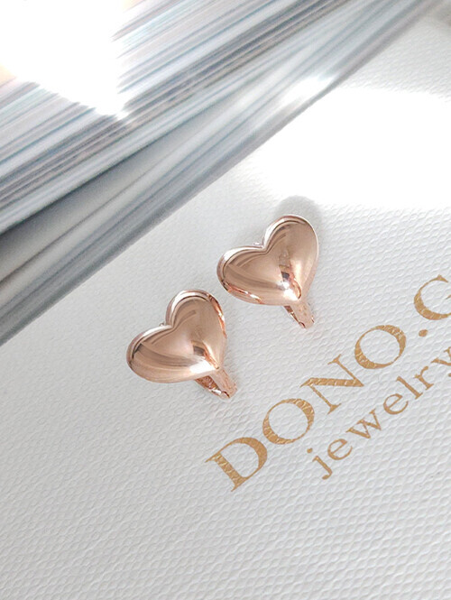 14K 18K 볼록 하트 귀걸이