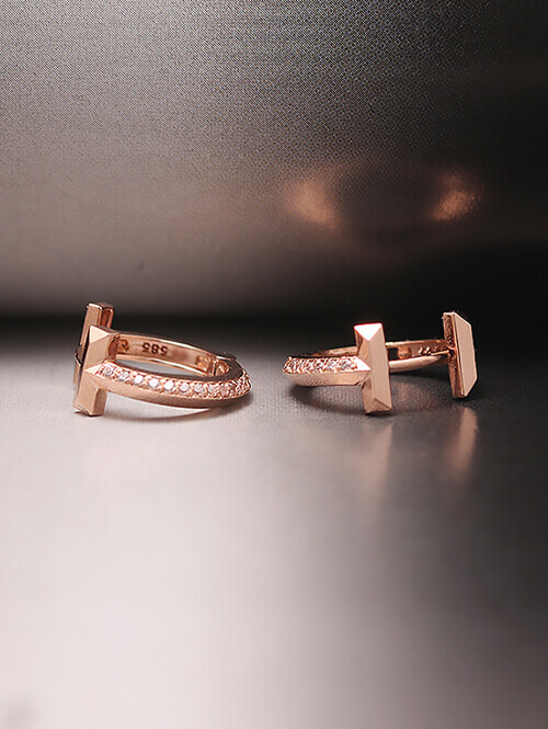 14K 18K 테유 큐빅링 T 귀걸이