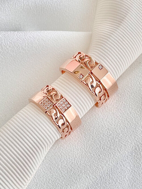 14K 18K 프렝틴 두줄체인 스퀘어 볼드 커플링