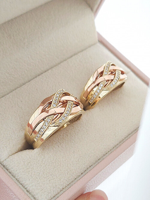 14K 18K 클래식웨이브 볼드꼬임 투톤 커플링