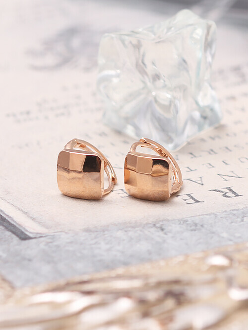 14K 18K 렌크 스톤컷팅 스퀘어 귀걸이