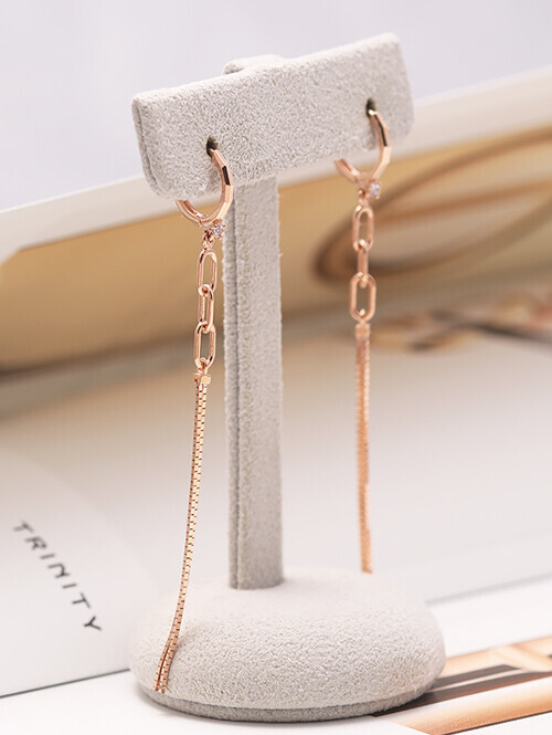 14K 18K 빌니드 클립 박스체인 드롭 귀걸이