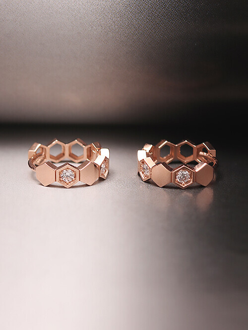 14K 18K 테고 육각라인 큐빅 링귀걸이