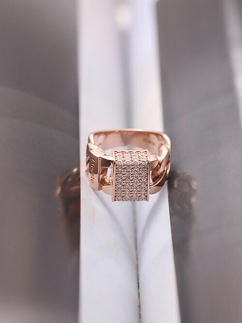 14K 18K 루체테 큐빅스퀘어 볼드체인 반지