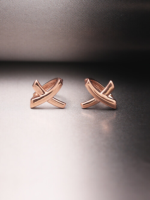 14K 18K 젠크 X자 크로스 귀걸이