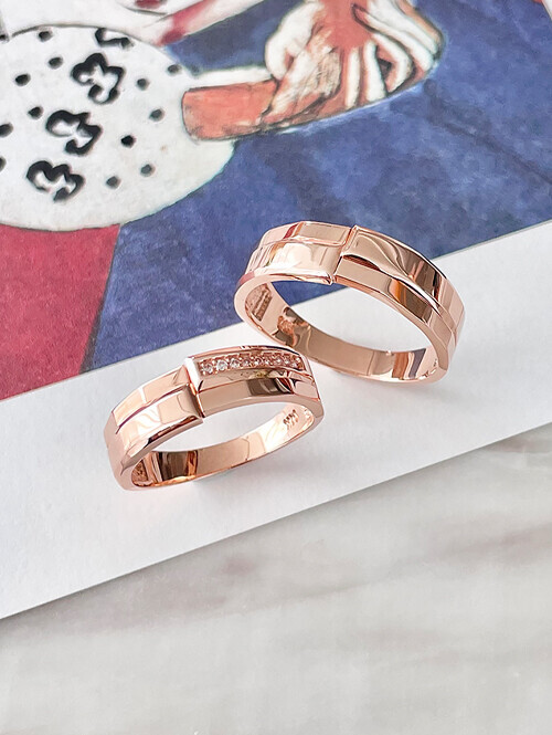 14K 18K 모던 스퀘어 컷팅 커플링