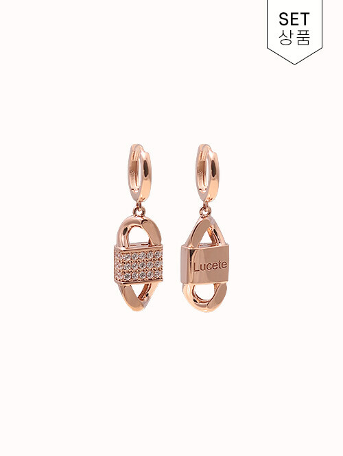 14K 18K 루체테 큐빅스퀘어 언발체인 귀걸이