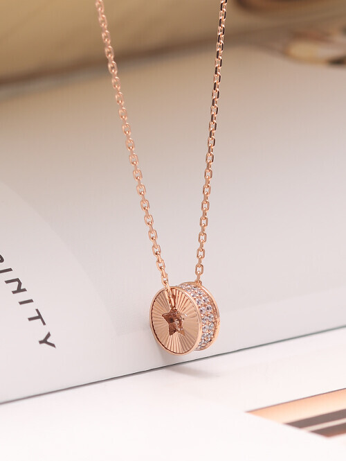 14K 18K 롤 인 스타 큐빅 원통 데일리 목걸이