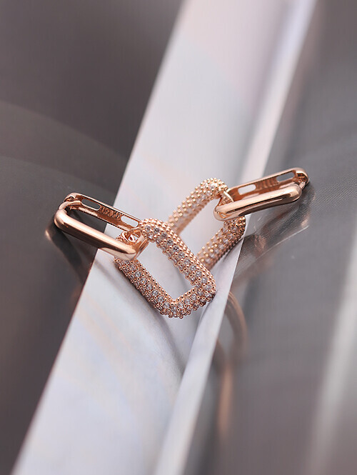 14K 18K 샤이데이 볼드스퀘어 큐빅 귀걸이