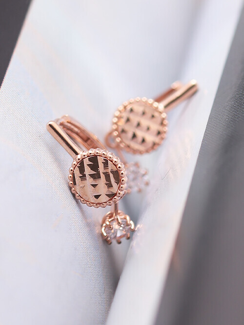 14K 18K 크로플 써클 컷팅 큐빅 귀걸이