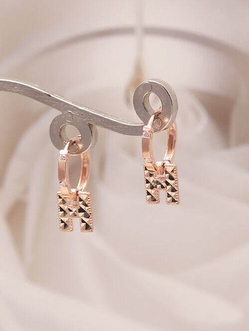 14K 18K 리시브 H 컷팅 원터치 귀걸이