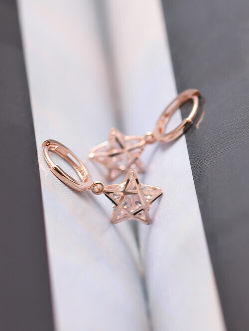 14K 18K 딸랑 별 스톤 큐빅 귀걸이