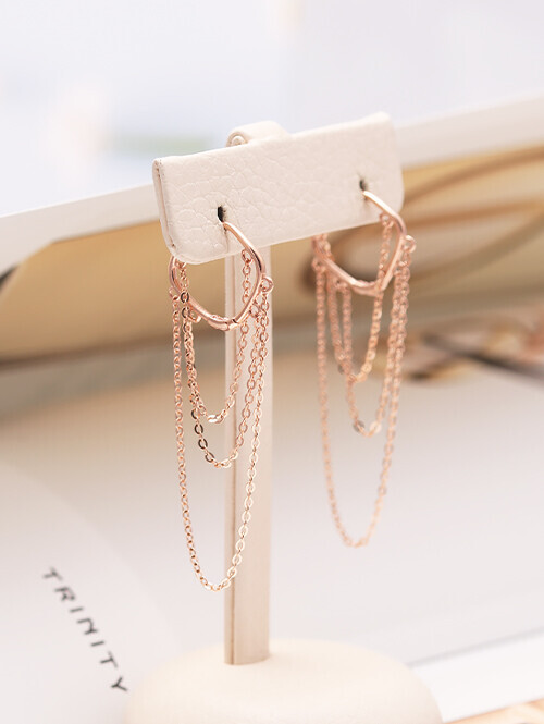 14K 18K 세드앙 세줄 체인 드롭 링귀걸이