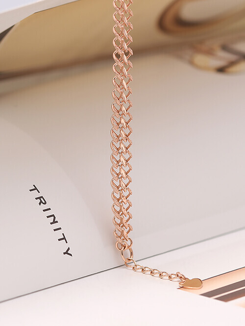 14K 18K 넷트 리프 레이스 두줄 체인 팔찌