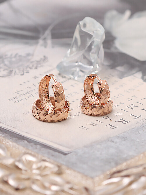 14K 18K 롬므 사각 컷팅 링귀걸이 (소, 중사이즈)