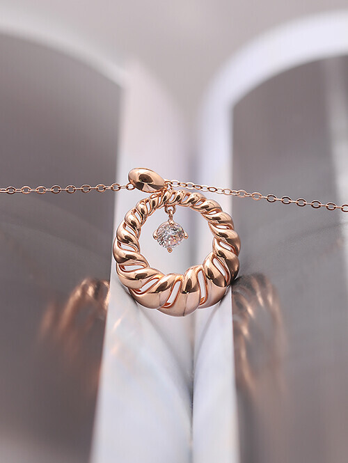 14K 18K 토네이도 볼륨꼬임 큐빅써클 펜던트 (체인별도상품)