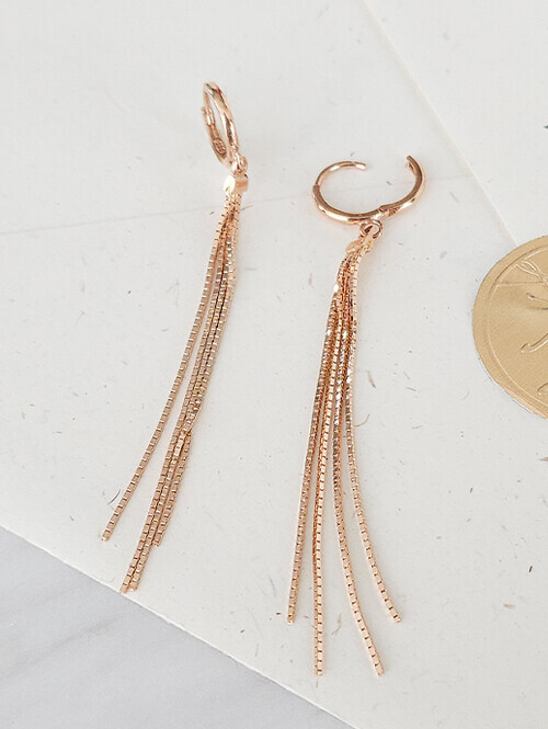 14K 18K 뉴 체인 드롭 귀걸이