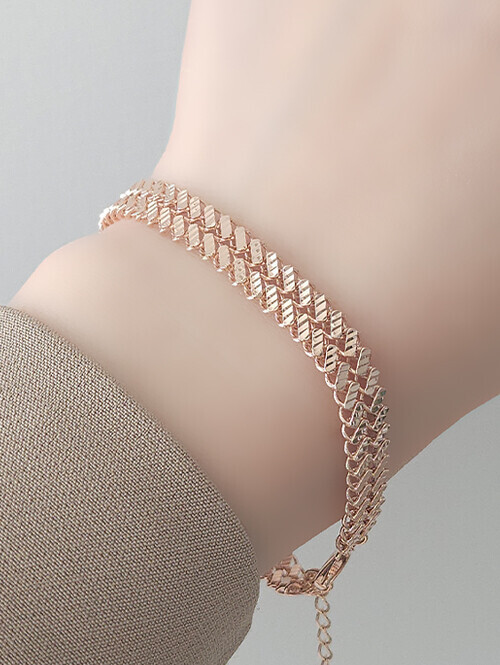 14K 18K 메쉬 레이스 두줄 팔찌