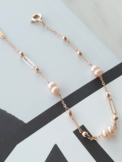 14K 다엔느 담수진주 클립 팔찌