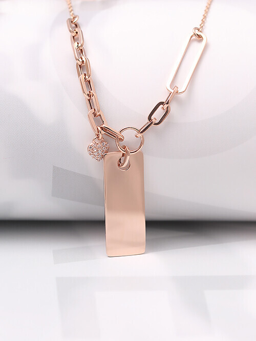 14K 18K 라벨링 스퀘어 태그 클립목걸이