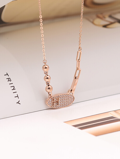 14K 18K 로랑쉘 H 큐빅라운드 볼 클립 목걸이