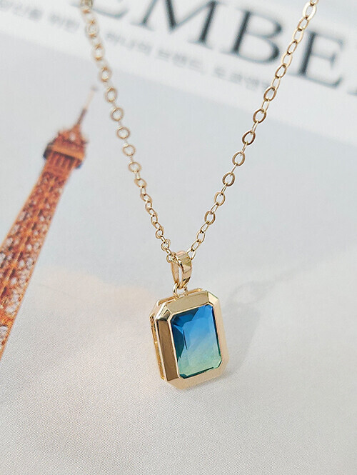 14K 그라데이션 워터 블루큐빅 펜던트 (체인별도상품)