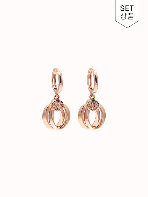 14K 18K 리먼 더블 볼륨써클 큐빅 귀걸이