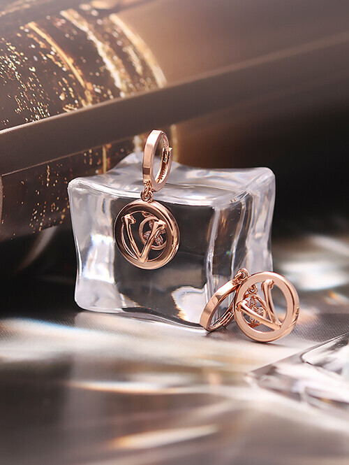 14K 18K 아자르 브이플라워 써클 귀걸이