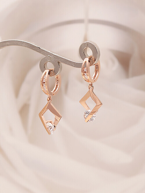 14K 18K 큐빅 카이트 마름모 귀걸이