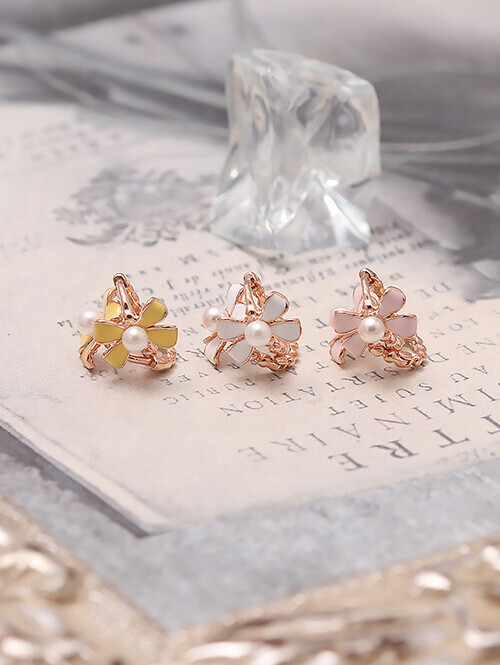 14K 18K 컬러뷰 리본진주 에폭시 귀걸이