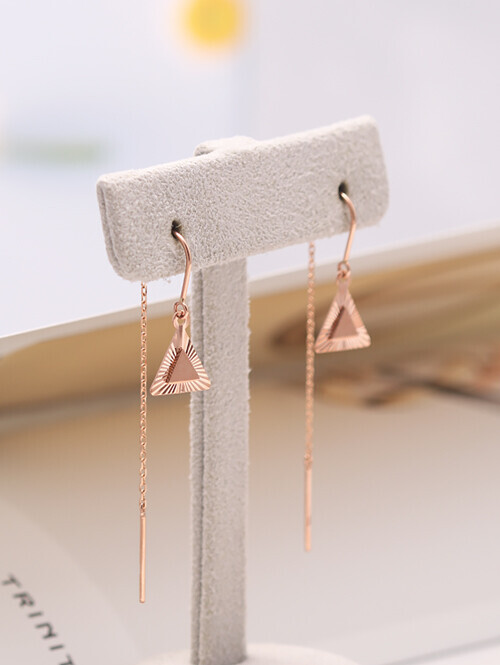 14K 18K 야드 삼각컷팅 드롭체인 귀걸이