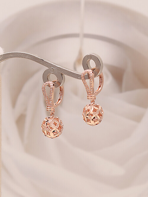 14K 18K 루에니 로프 플라워 메쉬볼 귀걸이