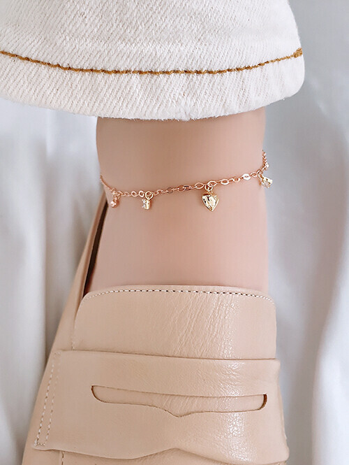 14K 18K 하트 딸랑이 발찌