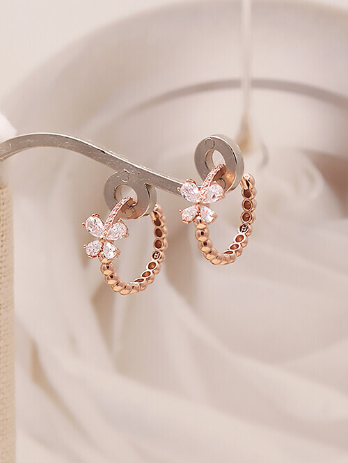 14K 18K 라리 큐빅나비 볼귀걸이