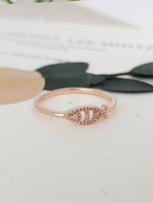 14K 18K 라임 컷팅 피쉬 물고기반지