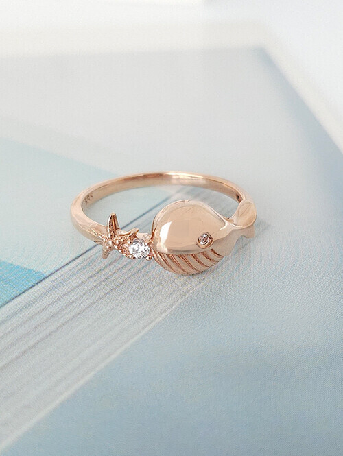 14K 18K 언더더씨 스윔 고래 반지