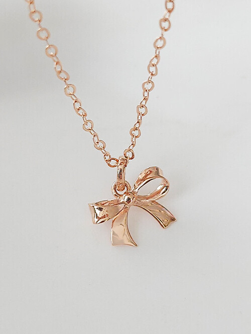 14K 18K 레이디스 숏 미니 리본 목걸이