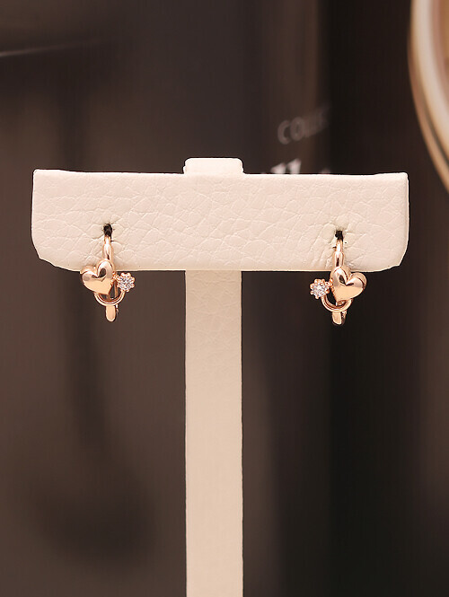 14K 18K 헤시트 큐빅 허그하트 귀걸이