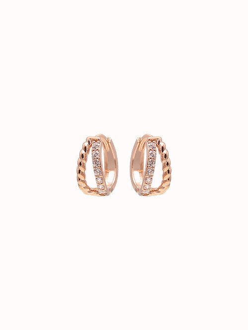 14K 18K 베오 로프큐빅 두줄 링귀걸이