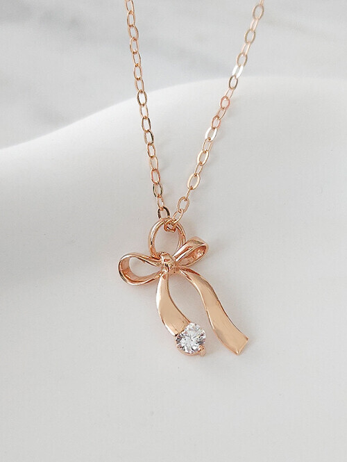 14K 18K 기프트 롱매듭 리본 목걸이