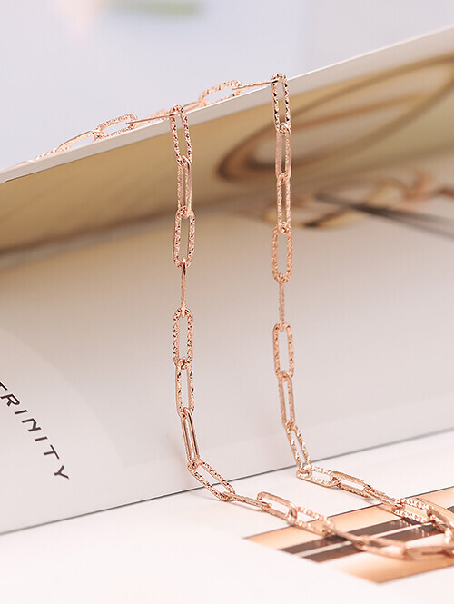 14K 18K 샤인플랫 레이어드 컷팅클립 체인목걸이