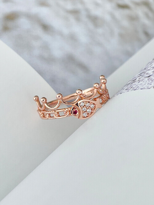 14K 18K 피쉬 프린세스 왕관 클립두줄 물고기반지