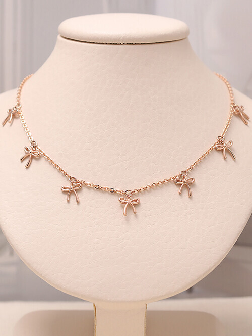 14K 18K 프랄린 레이어드 리본 참장식 목걸이