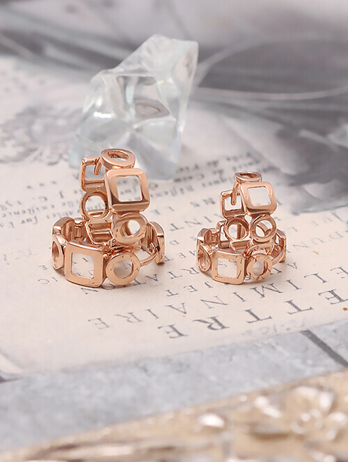 14K 써클스퀘어 도형 원터치귀걸이 (소,대 사이즈)