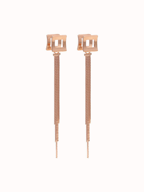 14K 18K 론카 스퀘어 박스체인 5줄 드롭귀걸이